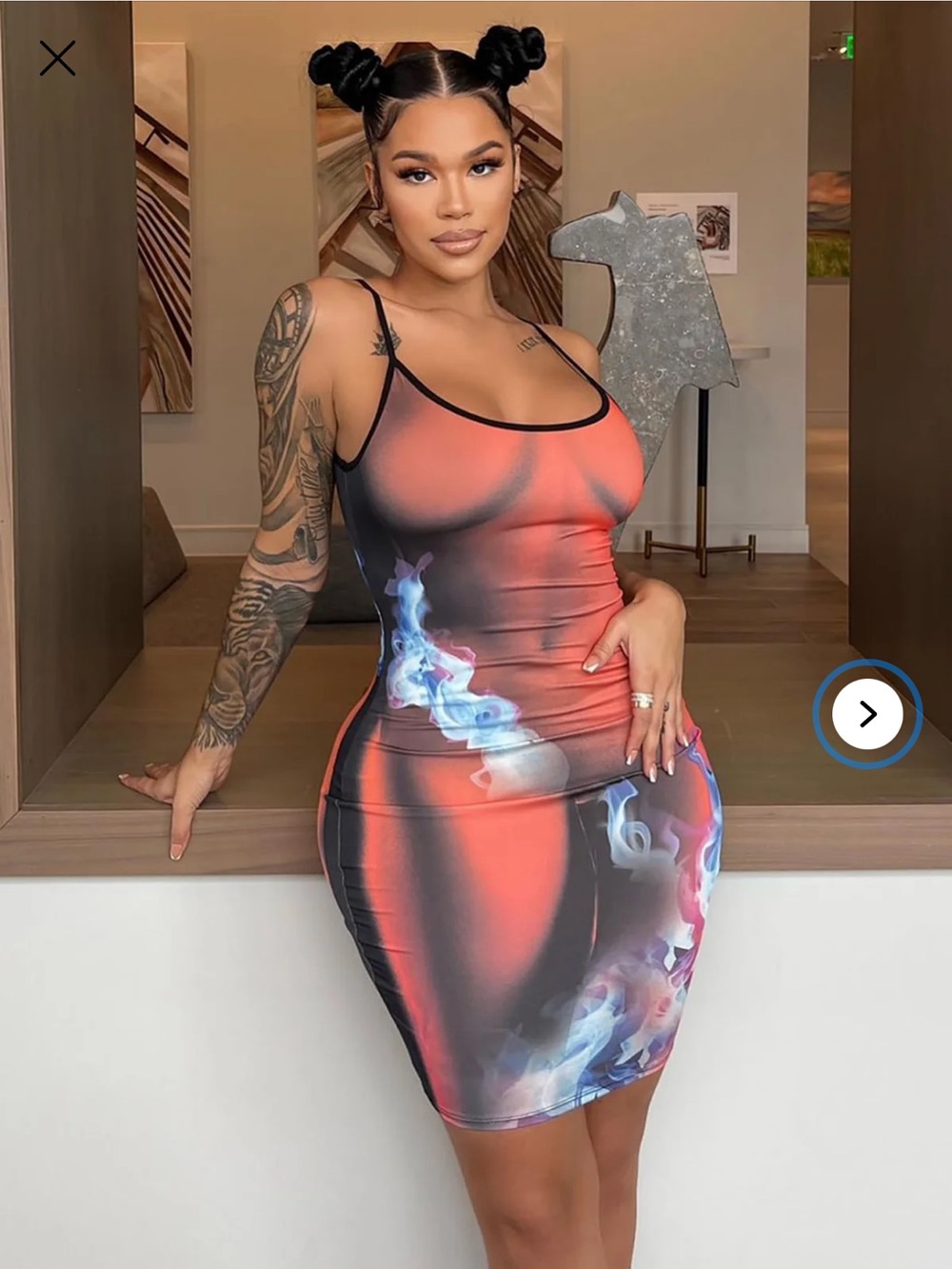 Fashion Nova - Smoking Bod Midi Dress - Orange/combo - Size: M